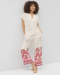 Mandarin Collar Short Sleeve Pajama Top