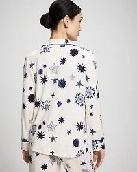 Cool Nights Long Sleeve Notch Collar with Piped Placket Pajama Top