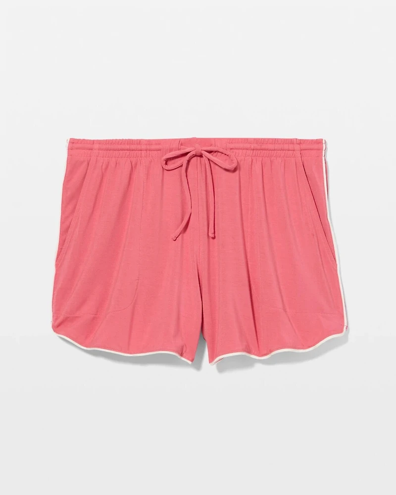 Solid Piped Pajama Shorts
