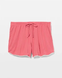 Solid Piped Pajama Shorts