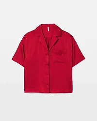 Short Sleeve Notch Collar Pajama Top