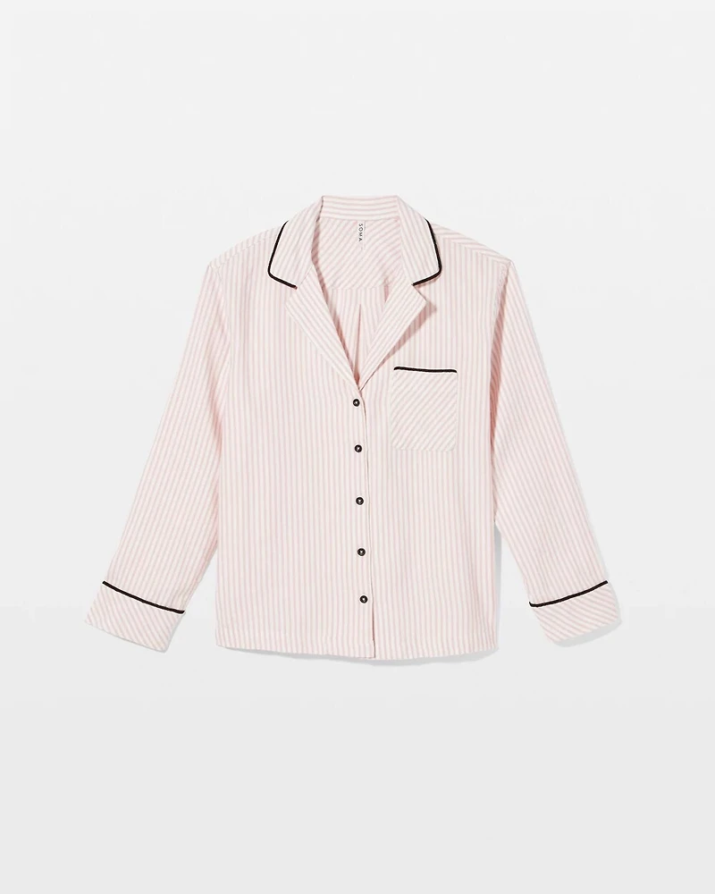 Long Sleeve Notch Collar Pajama Top