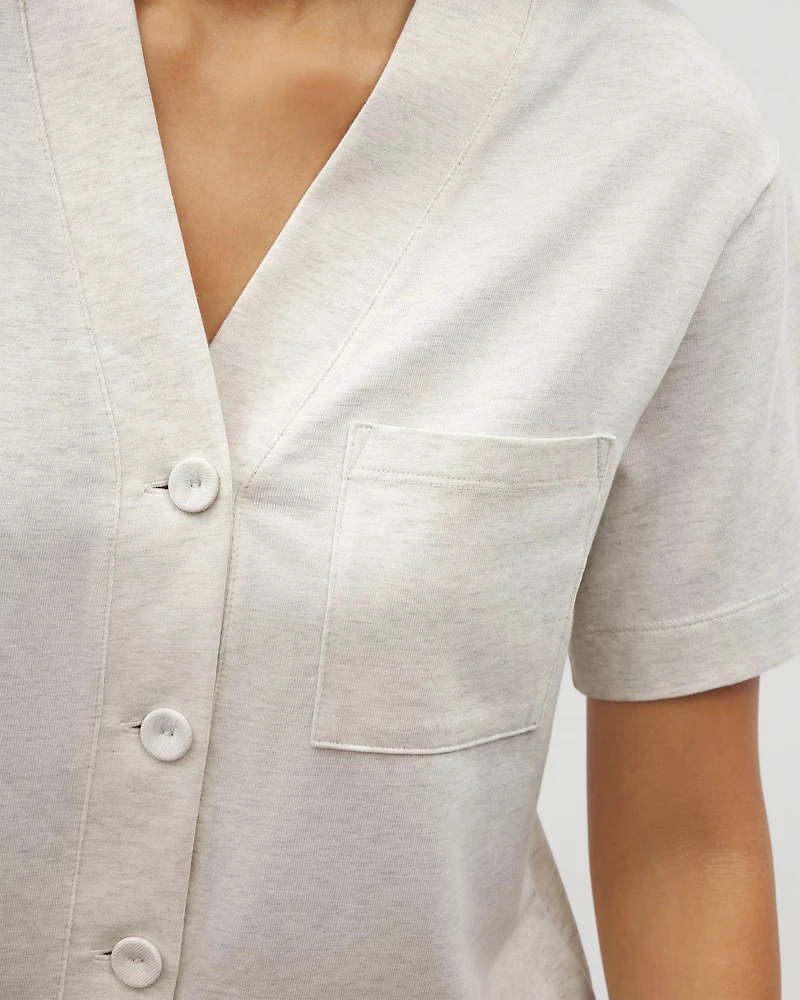 Button-Front Pajama Tee