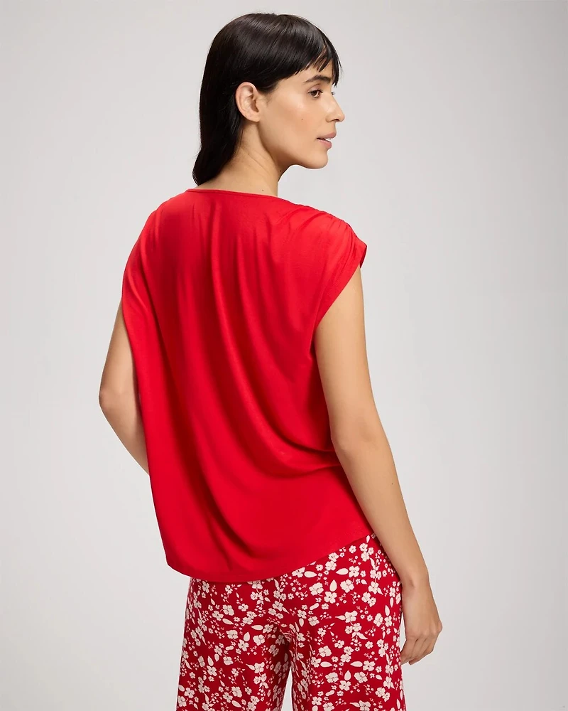 Rouched Short-Sleeve Pajama Tee