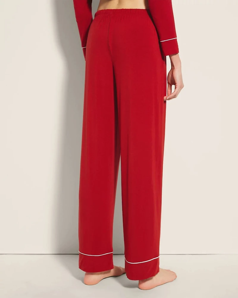 Solid Piped Pajama Pants