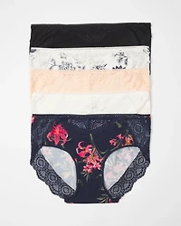 Hipster Panty with Crochet Lace Waist 5 Pack