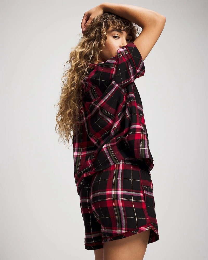 Velvet Piped Boxer Pajama Short