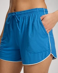 Solid Piped Pajama Shorts