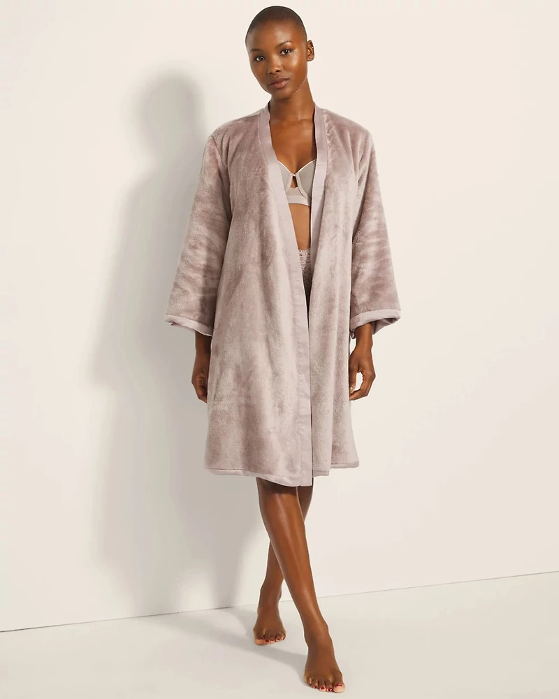 Reversible Short Robe with Plush Interior