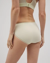 Cotton High-Leg Brief Panty with Lace Trim
