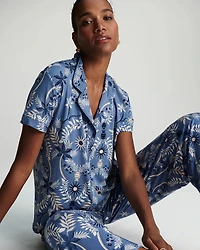 Short Sleeve Notch Collar Pajama Top