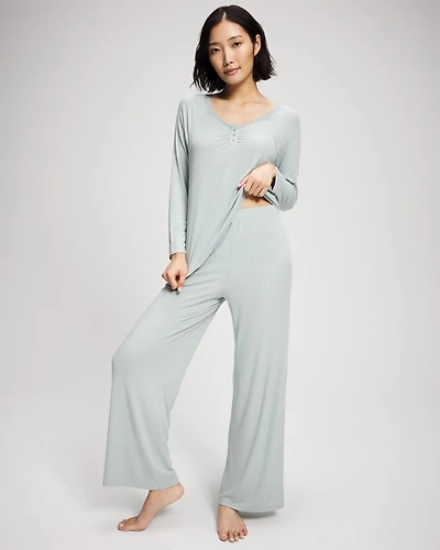 Pointelle Wide Leg Pajama Pant