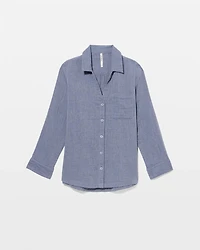 Long Sleeve Notch Collar Pajama Top