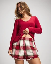 Velvet Piped Boxer Pajama Short