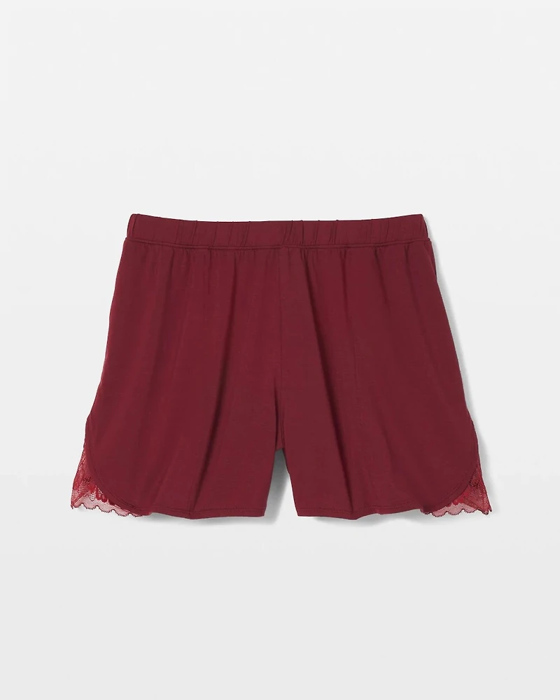 Lace Trim Pajama Shorts