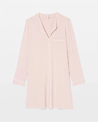 Piped Long-Sleeve Sleepshirt