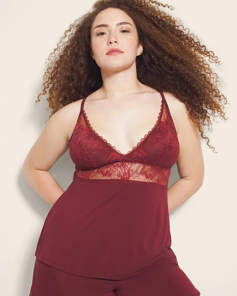 Pajama Cami With Plunge Necklline