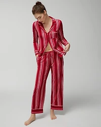 Long-Sleeve Notch Collar Pajama Top