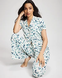 Short Sleeve Notch Collar Pajama Top