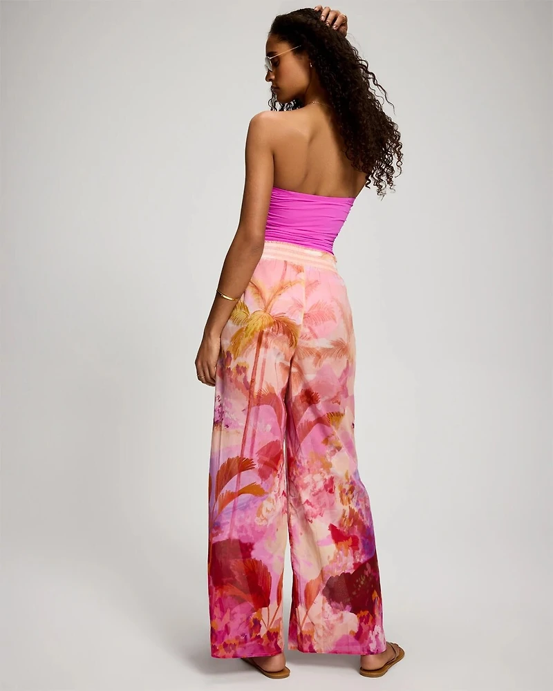 Cotton Voile Wide Leg Relaxed Pants