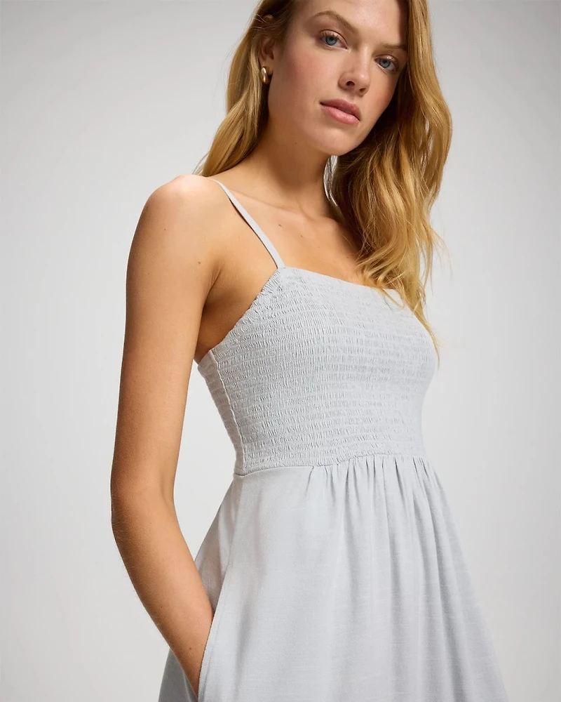 Beach Cotton Smocked Midi Dress
