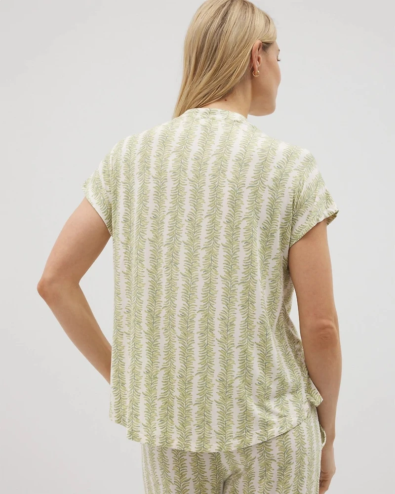 Mandarin Collar Short Sleeve Pajama Top