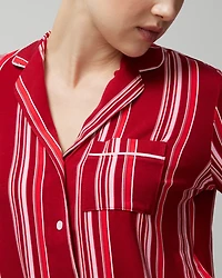 Long-Sleeve Notch Collar Pajama Top