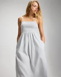 Beach Cotton Smocked Midi Dress