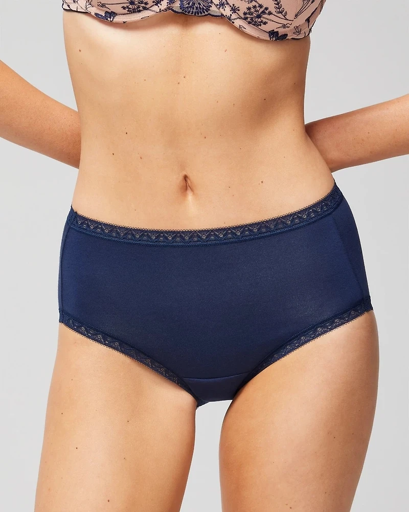 Cotton Brief Panty with Lace Trim