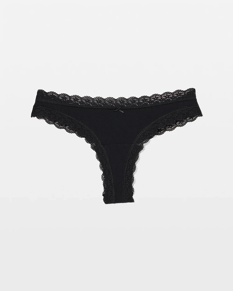 Cotton Rib Thong Panty