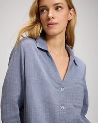 Long Sleeve Notch Collar Pajama Top