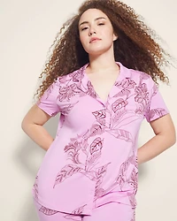 Short Sleeve Notch Collar Pajama Top
