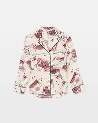 Long Sleeve Notch Collar Pajama Top