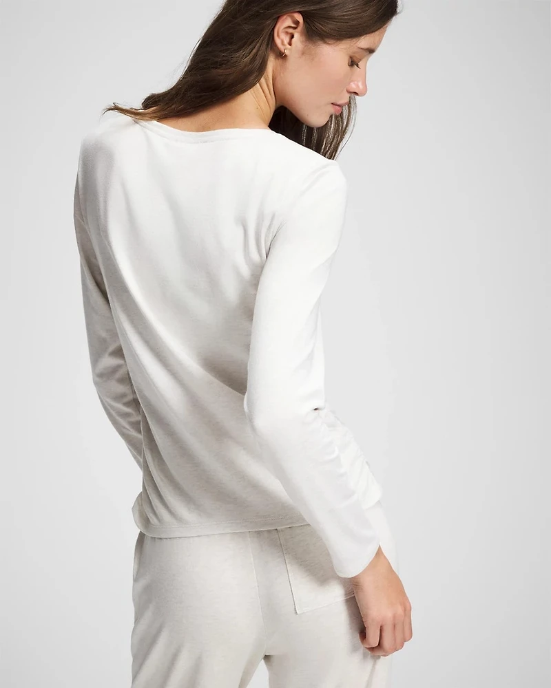 Ruched Long Sleeve Pajama Tee