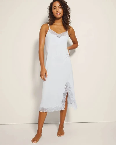 Lace-Trim Midi Gown