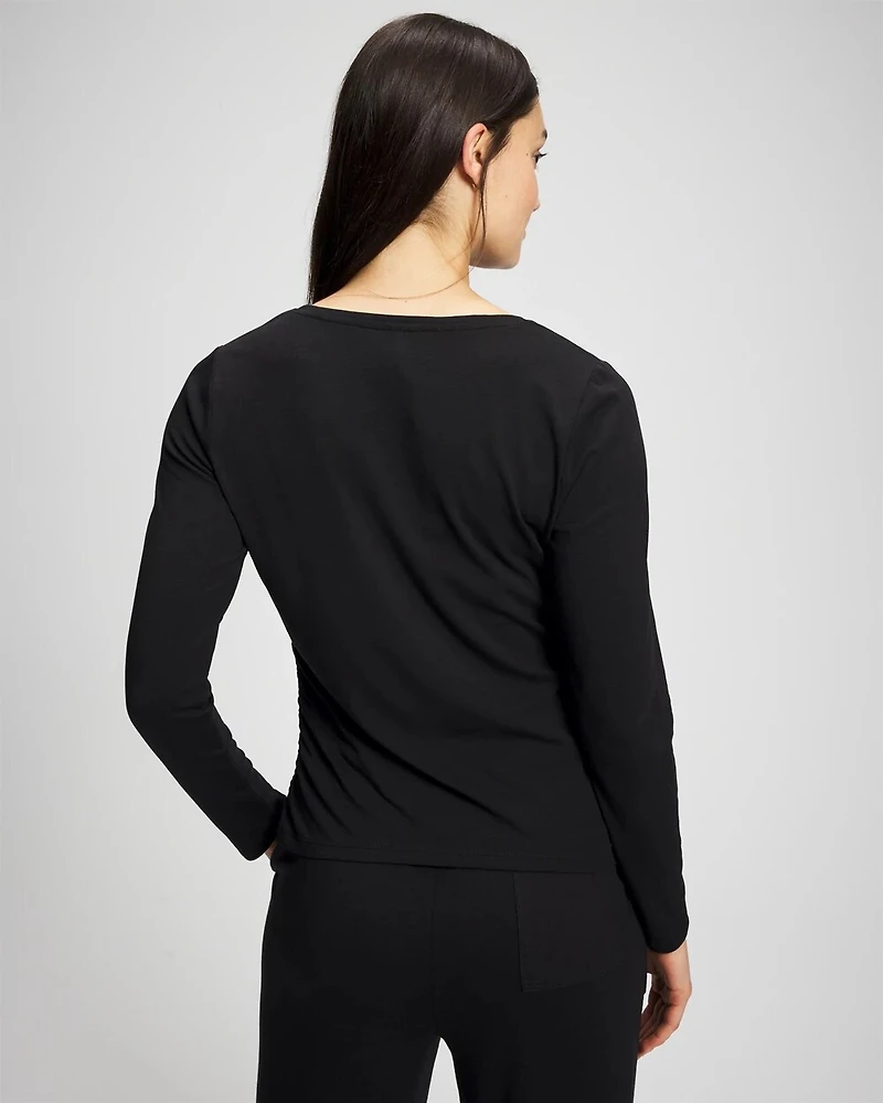 Ruched Long Sleeve Pajama Tee
