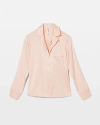 Long-Sleeve Notch Collar Pajama Top