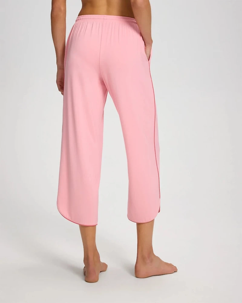 Solid Piped Crop Pajama Pant