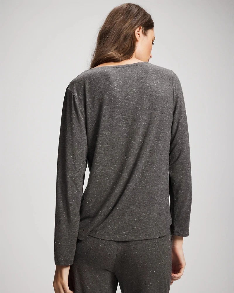 Lace Trim Long Sleeve Pajama Top