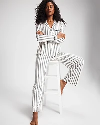 Long-Sleeve Notch Collar Pajama Top