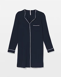 Piped Long-Sleeve Sleepshirt