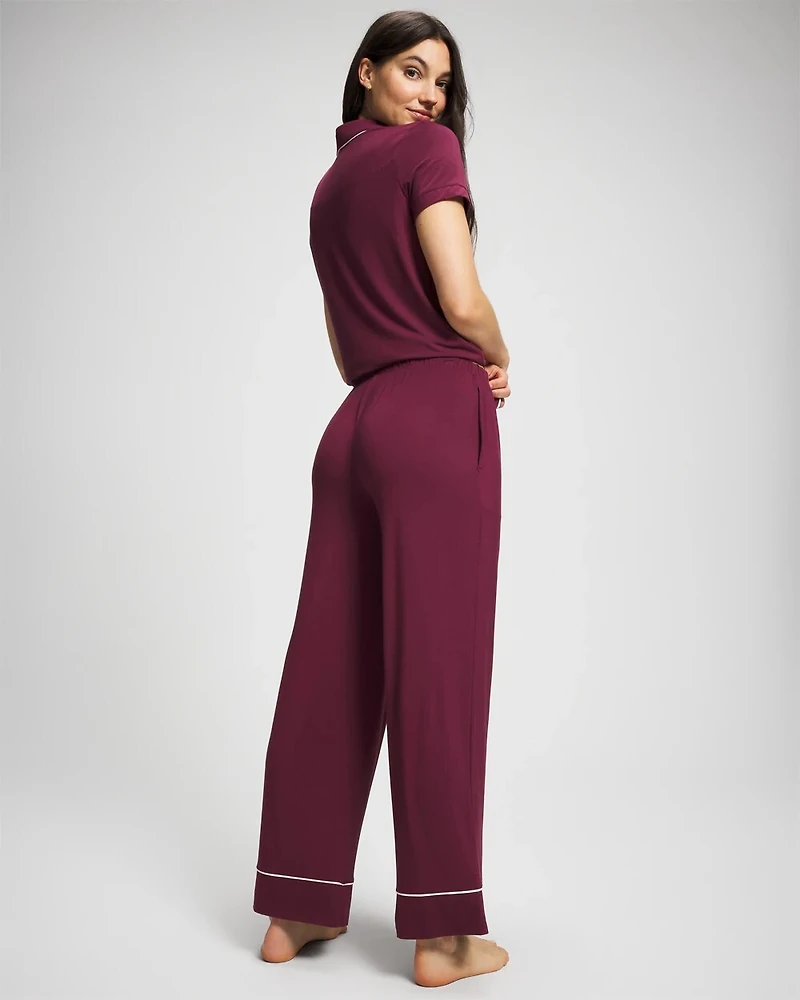 Solid Piped Pajama Pant