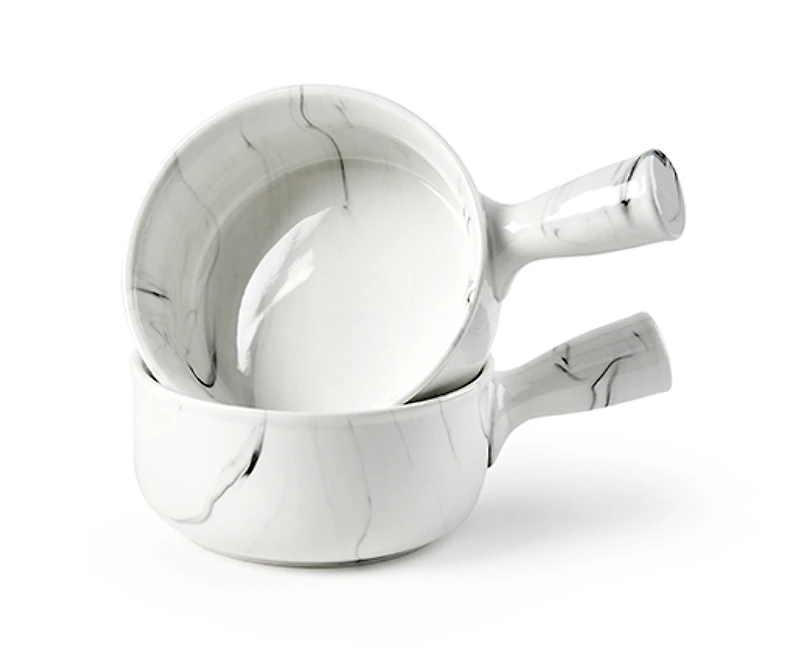 Marbled Onion Soup Bowls with Handle, Set of 2