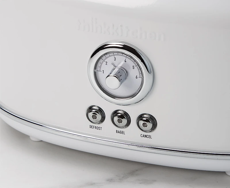 Grille-pain à 2 tranches rétro thinkkitchen, blanc