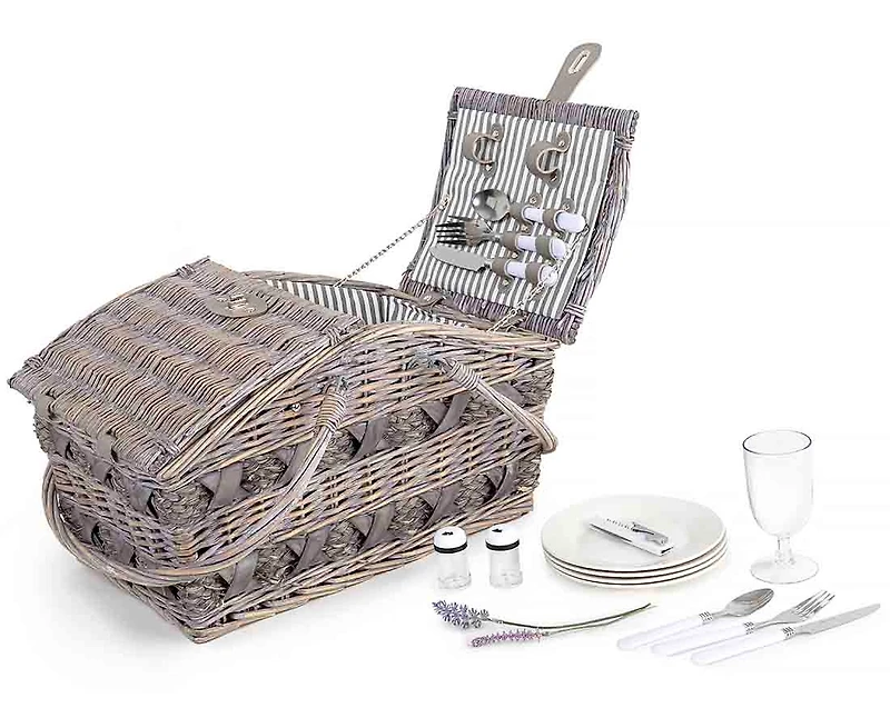 Panier pour pique-nique rustique II de 24 pièces