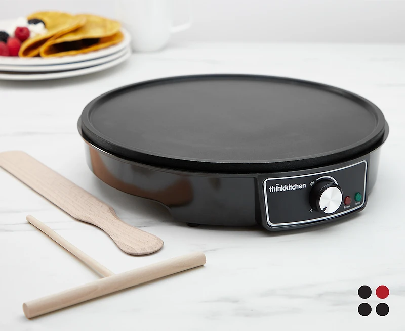 Machine à crêpe thinkkitchen avec ustensiles en bois