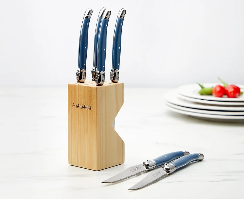 Ensemble de 6 couteaux Al Fresco Laguiole avec boîte en pin