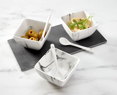 Marbled 3-Pc Condiment Set