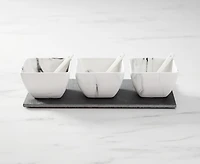 Marbled 3-Pc Condiment Set