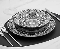 Ensemble de vaisselle de 12 pièces Maasai, blanc et noir